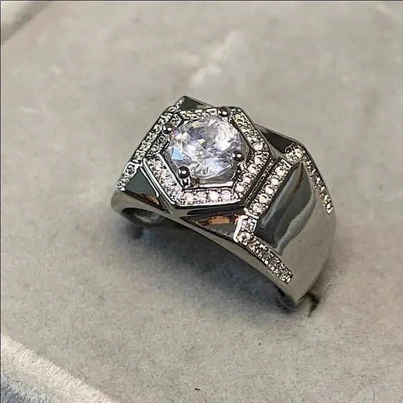 S925 White Moissanite Ring for Men